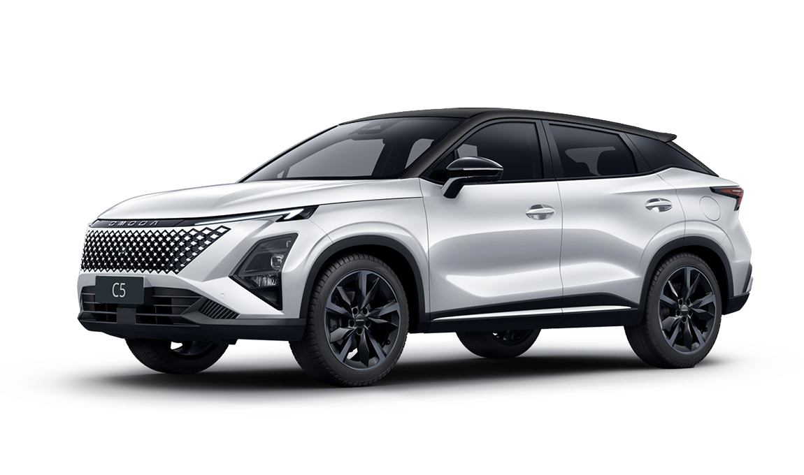 Белый с черной крышей