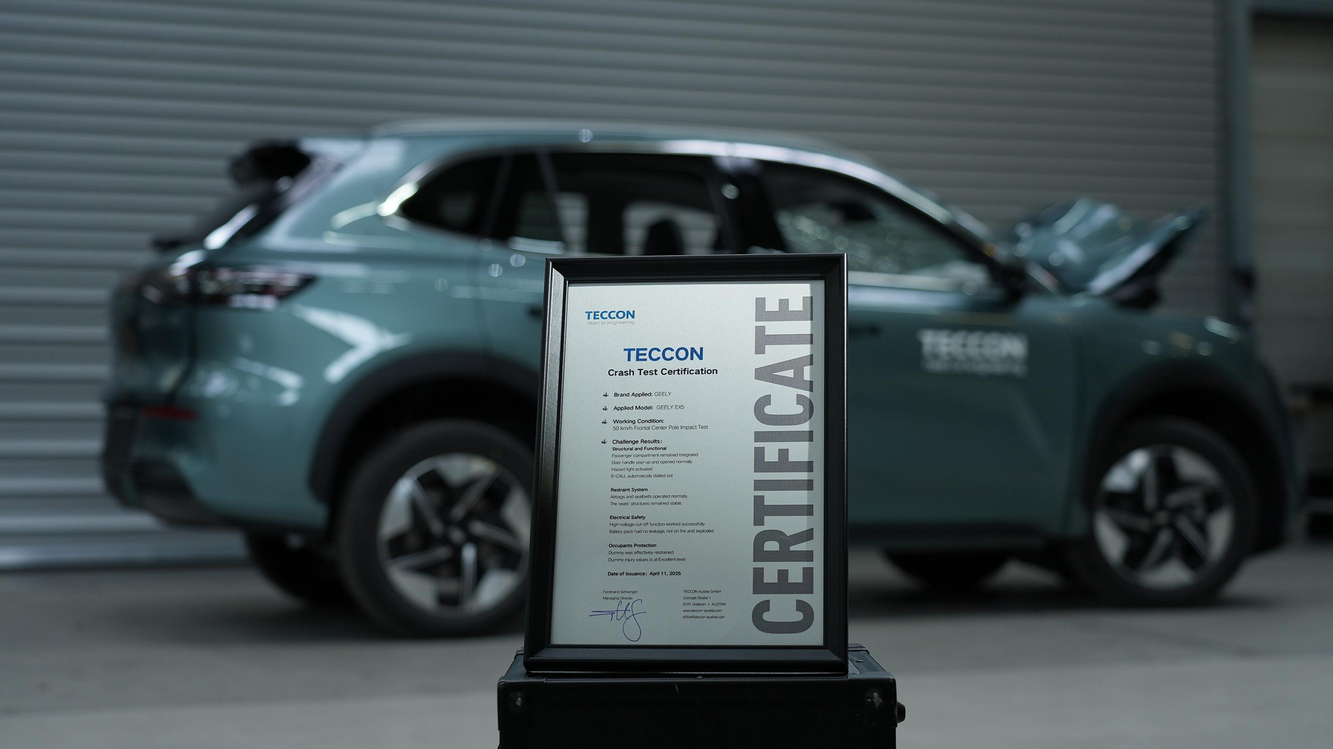 Высокий уровень безопасности Geely EX5 подтвержден по результатам независимого краш-теста в Австрии