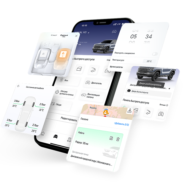 Сервис дистанционного доступа к автомобилю (GWM Connection)⁴: ваша особая связь с автомобилем